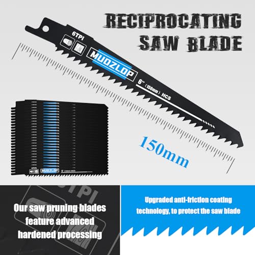 Image of 25Pack 6inch Reciprocating Saw Blades Set,6TPI High Carbon Saw Blades, Woodcutting Saw Blades with Organizer Case (25, 6TPI /6 inch)