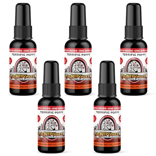 BluntPower (Terrific Poppy, 5 Pack) Concentrated Odor Eliminator and Diffuser