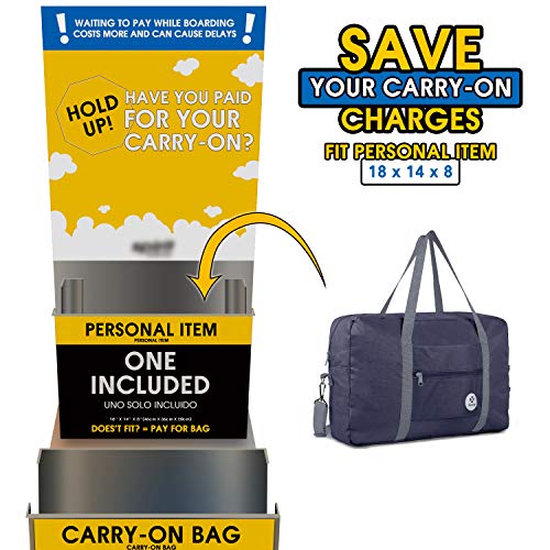 For Spirit Airlines Foldable Travel Duffel Bag Tote Carry on Luggage Sport Duffle Weekender Overnight for Women and Girls (3112 Dark Blue)