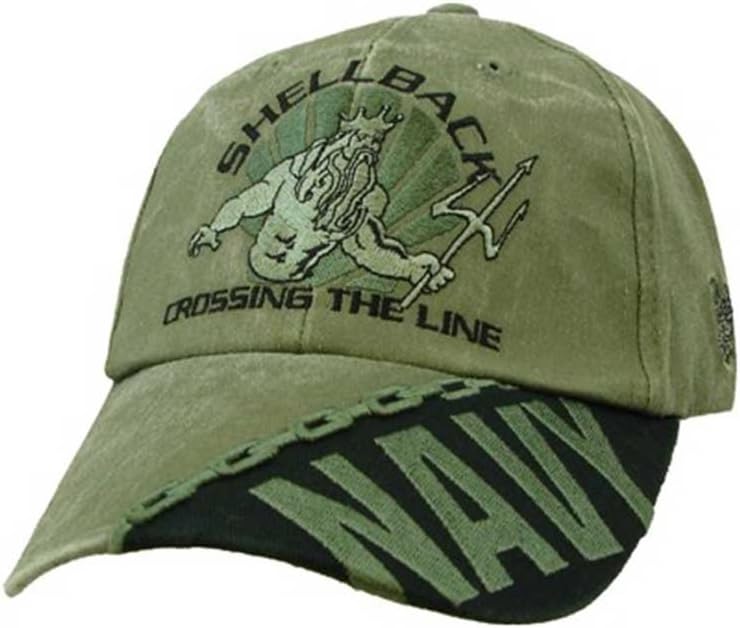 NEW Navy Shellback "Crossing the Line" OD Green Low Profile Cap
