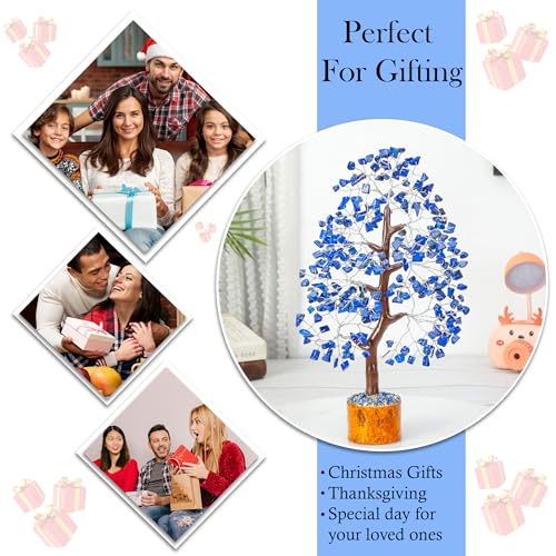 Image of Crocon Lapis Lazuli Crystal Tree of Life Birthday Gift for Men, Dad 10-12 inch | Friends Healing Crystals Spiritual Blue Shelf Crystal Decor Feng Shui Table Decor Gifts for Men Housewarming Home Decor Gift
