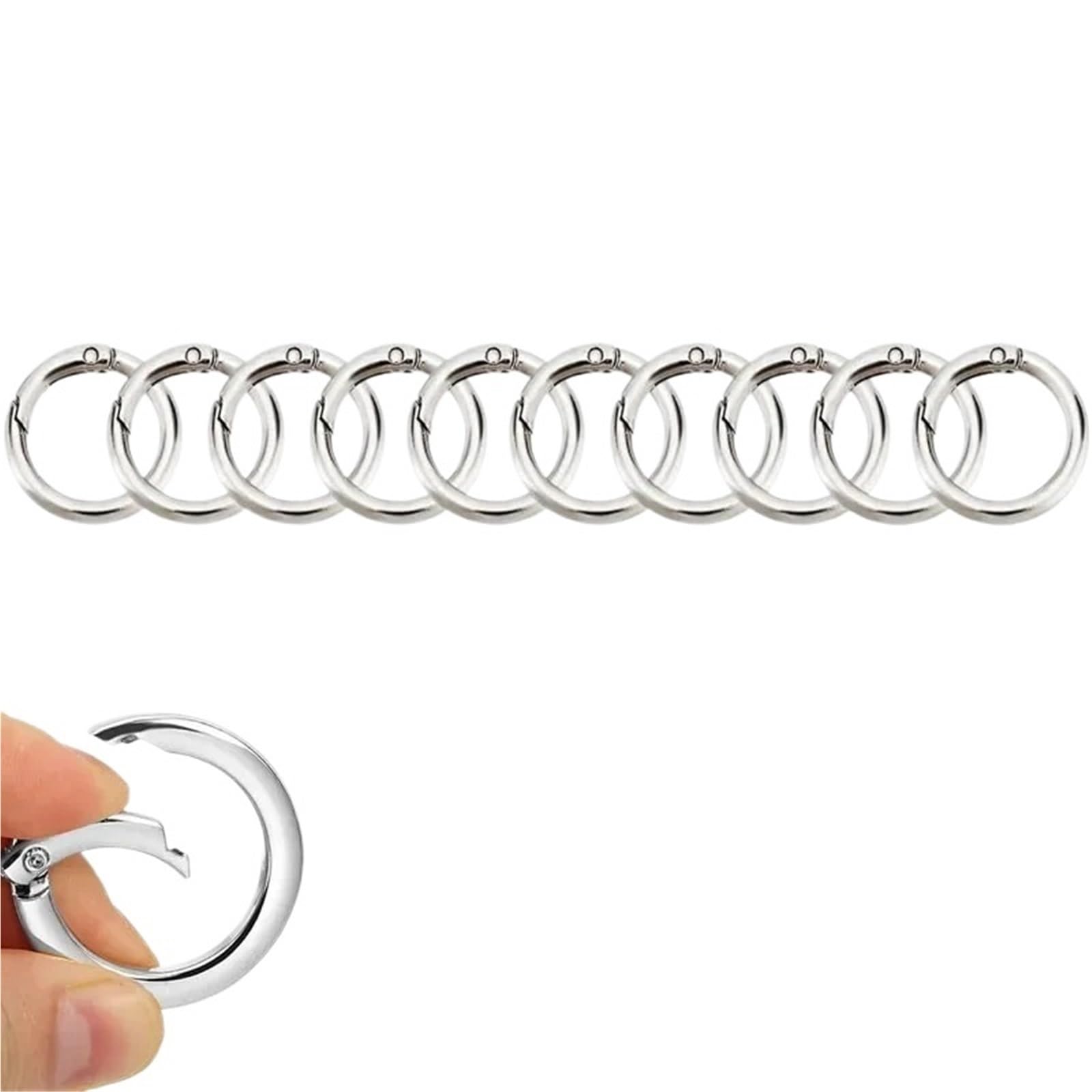 50pcs Openable Purse Buckles Spring O Ring Round Carabiner Snap Hook Keyring Clasp DIY Jewelry Bag Accessories for Keyrings,Wallets(Silver,26mm)