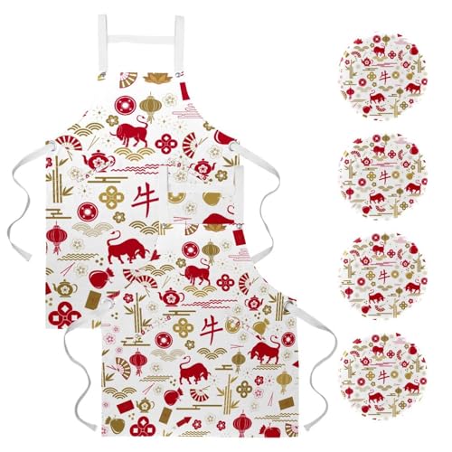 Tablier de cuisine lot de 2 noir avec broches pour restaurant et bar