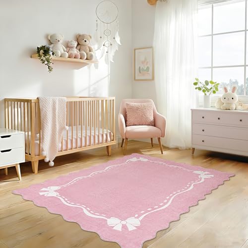 Tapete rosa para dormitorio, 152x213 cm, antideslizante miniatura 2