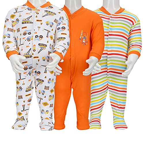Image of Mini Berry Born Baby Multi-Color Long Sleeve Body Suit,Romper, Sleep Suit for Boys and Girls Pack of 3pcs Set