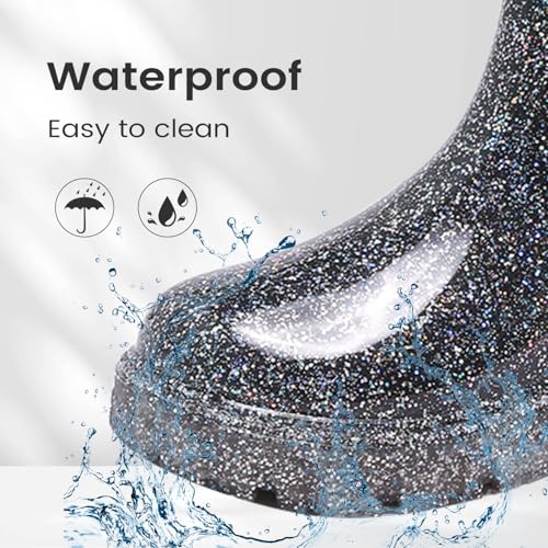 DRECAGE Gummistiefel Damen Halbhoch Regenstiefel Wasserdicht Chelsea Boots Damen Regenschuhe Kurz Silber 39 EU