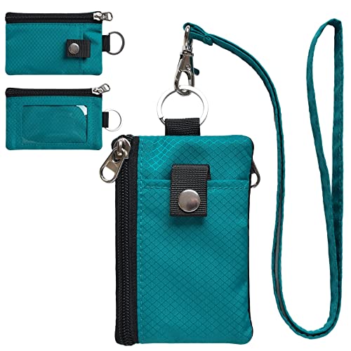 Image of CHENSPRX Minimalist RFID Blocking Small Wallet with ID Window,WaterResistant Zip Id Case Wallet with Lanyard Keychain for Cards,Cash,Travel,Women,Men