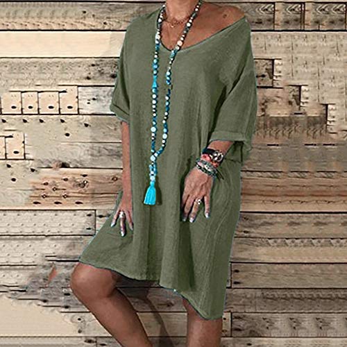 Women Cotton and Linen Summer Style Feminino Vestido T-shirt Cotton Casual Plus Size Ladies Dress 6