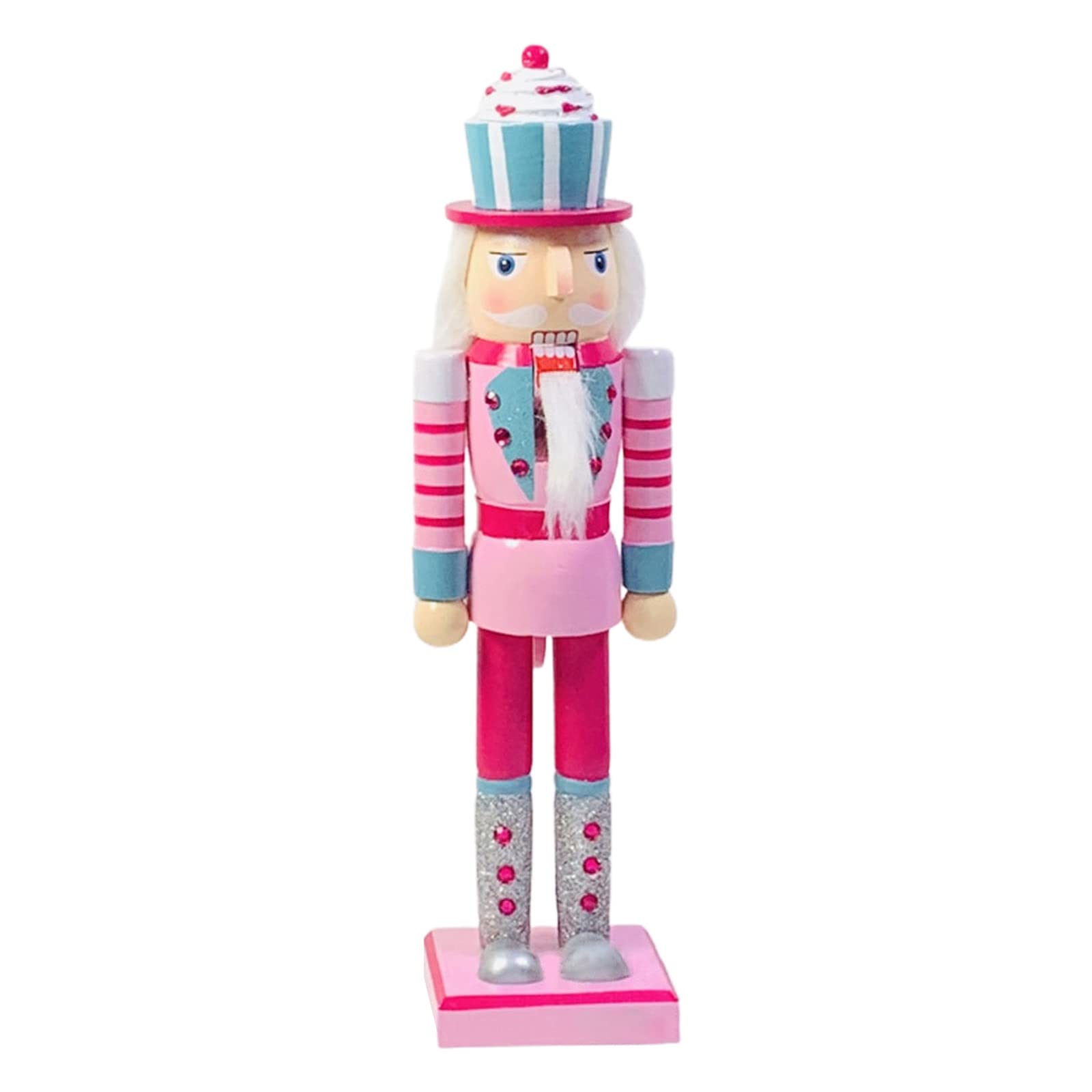 Buxuaaaa 14 Inch Wooden Christmas Soldier Ornaments Glitter Figurine Toy for Christmas Decorations Shelves Tables Soldier Ornament