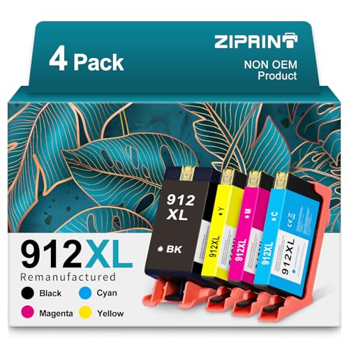 ZIPRINT 912XL für HP 912 Druckerpatronen Kompatibel für HP 912 912 XL Multipack für HP OfficeJet 8012 8014 8015 8017 HP OfficeJet Pro 8022 8023 8024 (Schwarz Cyan, Magenta Amarillo, 4er-Pack)