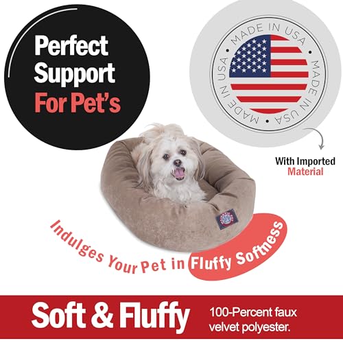 Image of Majestic Pet Villa 24 Inch Shredded Memory Foam Dog Bed for Small Sized Dog 24x19x7 Inch-Orthopedic Pet Bed - Washable Small Puppy Mat with Head Support-Pearl