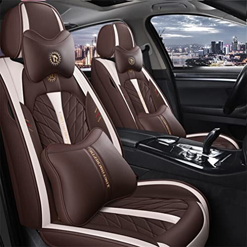 maiteliteli Lot de 5 housses de siège auto en cuir pour Opel Corsa 2007-2020 - Étanche - Avec appuie-tête (café)