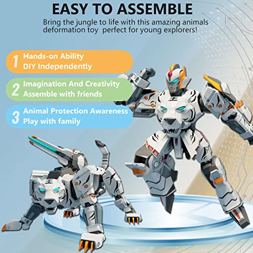 Wenbeier Animal Turn Into 10" Robot Toys Tiger Action Figure For Kids Deformation Assembly Robot For Boys & Girls Ages 6-12 #TOP1