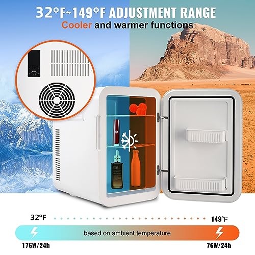Image of VEVOR Mini Fridge for Bedroom, 20L Skincare Fridge with Touch Screen Temper Control, Outage Memory Small Beverage Refrigerator for Makeup Drink Food, AC /DC Cooler Heater for Office Dorm Car, Black