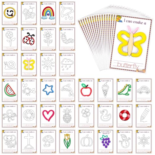 Geyoga 72 Pcs Playclay Dough Mats for Kids Rainbow Star Flower Play Mats Card for Clay or Dough Back to School Preschool Craft Suppliesfor Toddler Kid 2-6 Years Back to School Classroom Educational