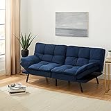 Mainstay Memory Foam Futon, Blue Suede Fabric, 72'' ! .Rectangular (Blue)