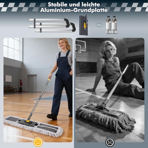 Thihome Bodenwischer, 90cm Breit Wischmopp, Professionelle Bodenwischer Set mit 2 Mikrofaser Pads...