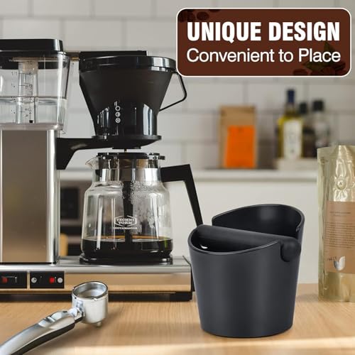 Image of THW Espresso Knock Box,4.8 Inch Coffee Ground Knock Box,Shock-Absorbent Durable Knock Container with Removable Knock Bar and Non-Slip Base Espresso Knock Box Espresso Machine Accessories