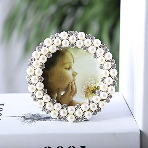 Saidekai 3X3 Silver Metal Picture Photo Frame With Pearl And Crystal Decor For Table Top Display, High Definition Glass, Gift For Wedding, Mother's Day, Valentines Day,Friends #TOP3