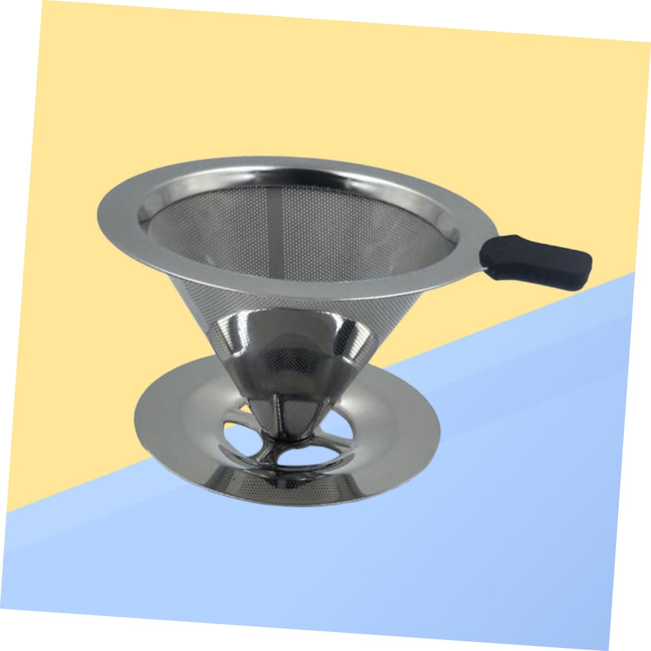 Mikikit Stainless Dripper with Cup Stand Filter Drip for Smooth Brewing Design Base Height Essential Tool for Coffee