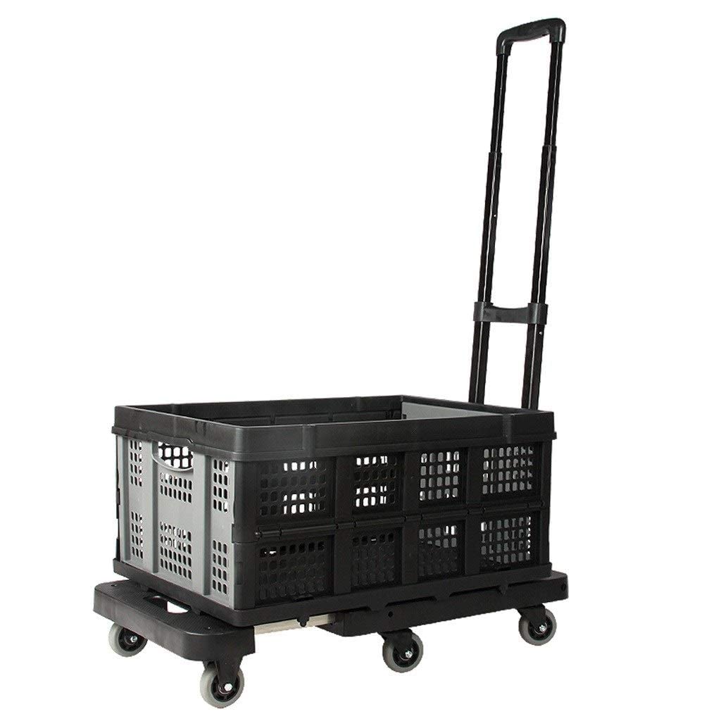 Carrello elevatore a forca Carrello da carico nero Carrello a pianale pieghevole a 6 ruote Carrello portatile Carrello per bagagli turistico Regalo, può contenere 220 libbre