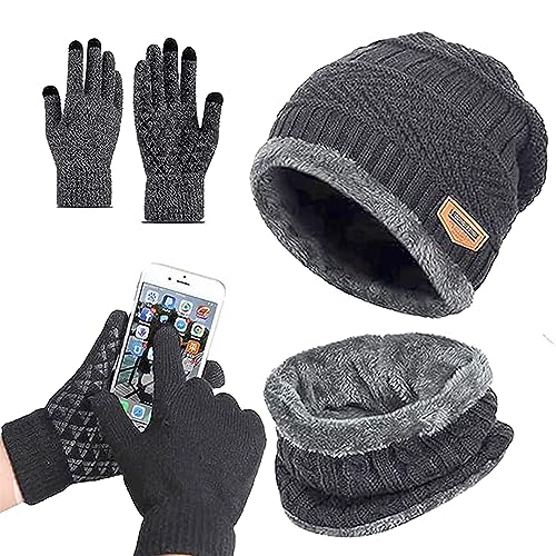 Consejos para Comprar Gorros de punto para Hombre . 42 Gorras Invierno con Bufanda y Guantes Táctiles Antideslizante 3 en 1 de Punto Sombreros para Mujeres y Hombres, Bufanda Gorro Guantes para Hombre y Mujer Invierno (Gris - 3 en 1)