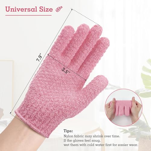 Image of CVNDKN 1 Pair Exfoliating Gloves,Shower Glove for Women Men,Wash Gloves for Shower,Deep Cleansing Exfoliating Mitt Bath Glove Wash Dead Skin Remover Exfoliate Body Scrubber (Pink)