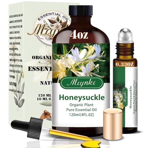 Honeysuckle Fragrance Oil-Honeysuckle Essential Oil 4.33oz (130ml)-100% Pure Natural Scent for Diffusers, Candles, Soap Making & Aromatherapy-Relaxing Home & Gift Essential Oil for Bath, Massage