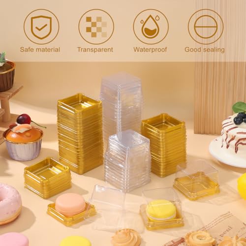 Image of DOITOOL 150 Pack Single Clear Plastic Mooncake Box with Transparent Lids, Square Moon Cake Trays Mooncake Packaging Boxes, Muffins Dome Box Transparent Dessert Boxes (2.1x 2.1x1.5inch)