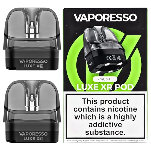 Vaporesso Luxe XR Pod [MTL - Large] 2 Pack - COMPATIBLE WITH: Vaporesso Luxe X Kit, Luxe X2 Kit, Luxe XR Kit, Luxe X Pro Kit, Luxe XR Max Kit and GTX Coils - Bottom-Fill, MTL Vaping - Nicotine Free