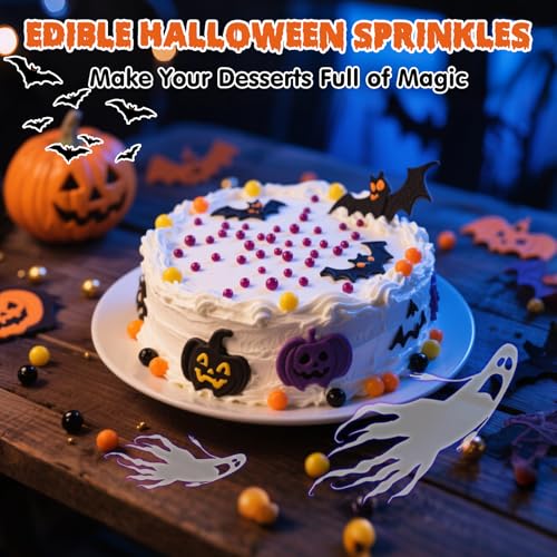 Image of Edible Pearl Sprinkles,130g Mixed Gold,Purple,Orange and Black Pearls,Perfect for Cake Decorations,Baking, Ice Cream,Cookies,Cupcake Topper