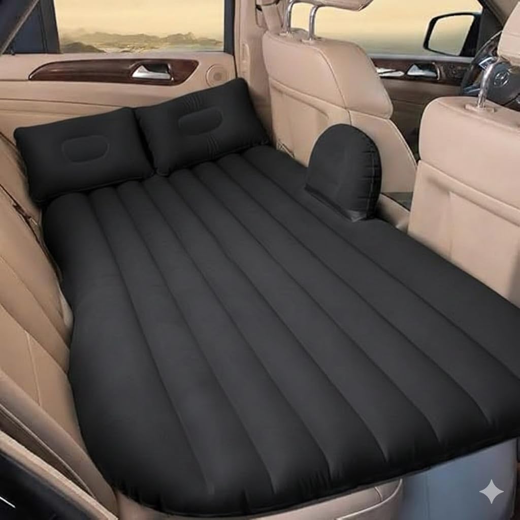 DK Premium Inflatable Car Bed with Pump & 2 Air Pillows | Quick Back Seat Air Mattress for Kids, Travel, Camping, Picnic, Pool & Beach | Universal Black PVC-image-42