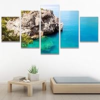 SIGNWIN 5 Panel Canvas Wall Art Modern Art Beach Coastal Expressive Global Multicolor Photography for Home Decorations Ready to Hang - 60