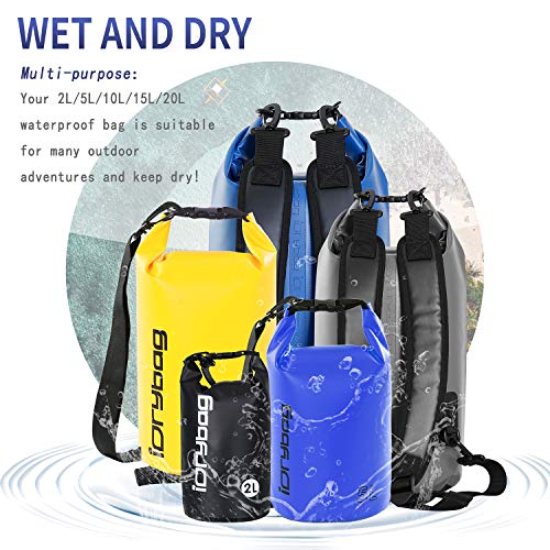 Image of IDRYBAG Dry Bags for Kayaking Waterproof 2L /5L /10L /15L /20L, Small Dry Bag Waterproof Floating, Dry Sack Waterproof Bag for Paddleboarding Travel