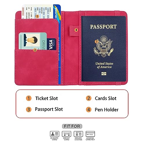Image of Melsbrinna Premium Leather Passport Holder Covers Case, Waterproof Rfid Blocking Travel Wallet Passport Holder with Pen Holder, Cute Passport Book for Women /Men