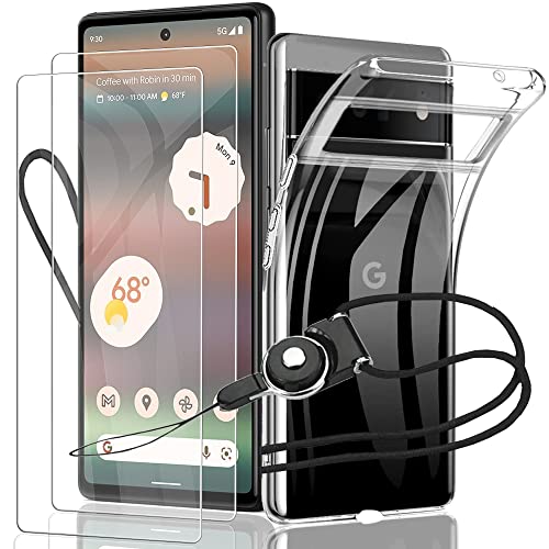 NutmegFor Google Pixel 6a ケース クリア Pixel 6a ガラスフイルム 耐衝撃 Pixel 6a 保護カバー グーグル ピクセル6a フイルム 指紋防止 気泡防止