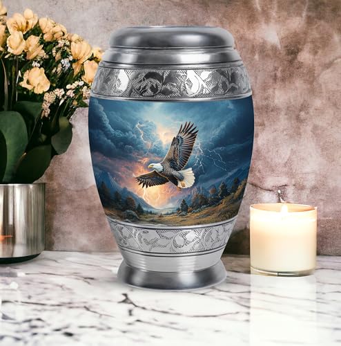 Image of Eagle Urn for Ashes Decorative Urns for Funeral 10 Inch Large | Decorative Urns for Funeral, Large Cremation Urn for Ashes Adult Male, Unique Urns for Human Ashes Adult Female