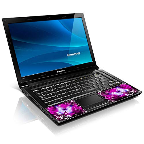 Image of LSS 15 15.6 Inches Laptop Notebook Skin Sticker with 2 Wrist Pads - Reusable Cover Protector Vinyl Sticker Cover Decal Fits 13 inch - 16 inch HP Asus Acer Samsung - Purple Butterfly Floral