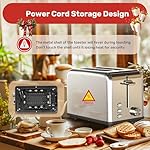 YSSOA 2 Slice Stainless Steel Toaster, 6 Shade Settings and Bagel/Defrost/Cancel Functions, with Extra Wide Slot & Removable Crumb Tray, for Various Bread & Waffle, Silver New - Image 5
