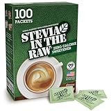 Stevia In The Raw, Plant Based Zero Calorie, No Erythritol, Sugar Substitute, Sugar-Free Sweetener for Coffee, Hot & Cold Drinks, Suitable For Diabetics, Vegan, Gluten-Free, 100Count Packets (1 Pack)