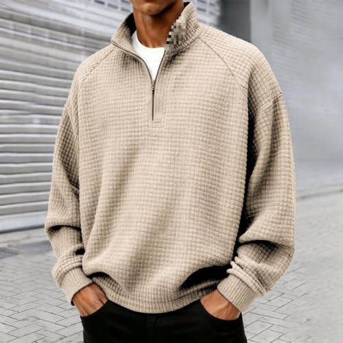 Stylish Waffle Knit V Neck Henley Shirts for Men Perfect Fall Pullover - Image 2