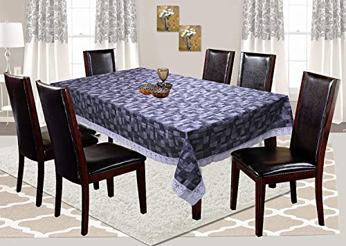 Image of Kuber Industries 3D Checkered Print Dining Table Cover 6 Seater|Exclusive Table Cloth|Table Sheet for Dining, Party, Events|Waterproof Table Protector|Indoor and Outdoor Use 90x60 (Grey)