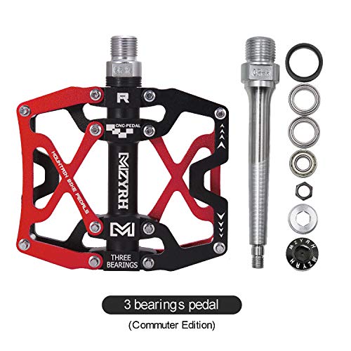 Image of MZYRH Mountain Bike Pedals, Ultra Strong Colorful CNC Machined 9 /16 inch Cycling Sealed 3 Bearing Pedals