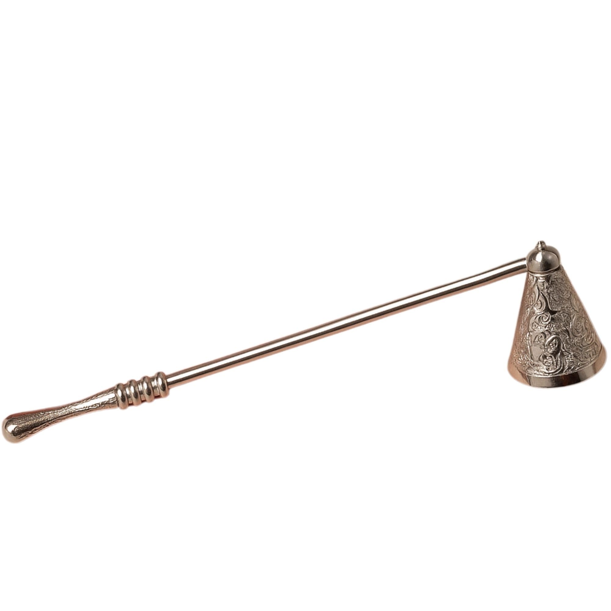 Biedermann & Sons Ornate Traditional Metal Candle Flame Snuffer in Nickel, 9 Inch Long