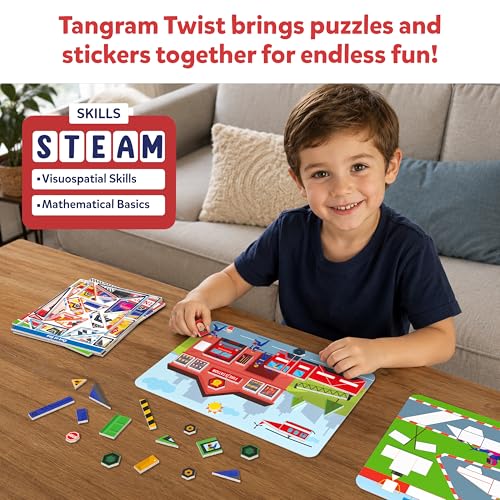Image of Skillmatics Kids Tangram Sticker Puzzles - Educational Art & Craft Activity with 150+ Tangram Stickers, Brain Teasers, STEM Toys & Games for Boys & Girls Ages 4, 5, 6, 7