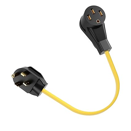 1.5 FT 4 Prong NEMA 14-30P to 14-50R 120V/240V 30 Amp 4 Prong Male Plug to 50 Amp 4 Prong Female Outlet Receptacle Generator Welder Dryer EV Charger Power Cord Adapter