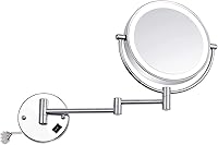 Vista 1 de Wall-Mounted Makeup Mirror LED Lighted Makeup Mirror Wall Mount 8 Inches 5X Magnified Double-Sided Vanity Mirror with Lights