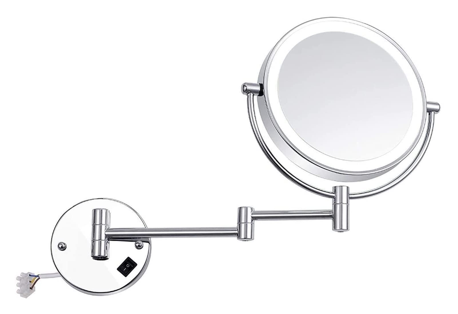 Miroir de maquillage mural LED 8 pouces avec grossissement 5X double face