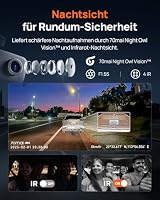 70mai T800E 4K Dashcam Auto 3-Kanal, 4K+1080P+1080P Vorne Hinten Innen 3 Channel Autokamera mit HDR F1.55, IR Nachtsicht, Parküberwachung 24H, GPS, G-Sensor, WiFi 6, Superkondensator mit 64GB SD Karte – Ansicht 3