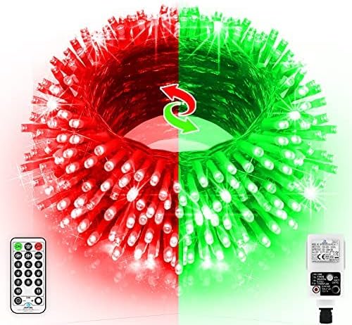 JXLEDAYY Christmas Lights 20M 200 LED Fairy Lights Plug in Outdoor Xmas Lights 8 Modes Memory Timer Decor String Lights for Outside Tree House Garden Yard Indoor Party Wedding Decorations(Green&Red)